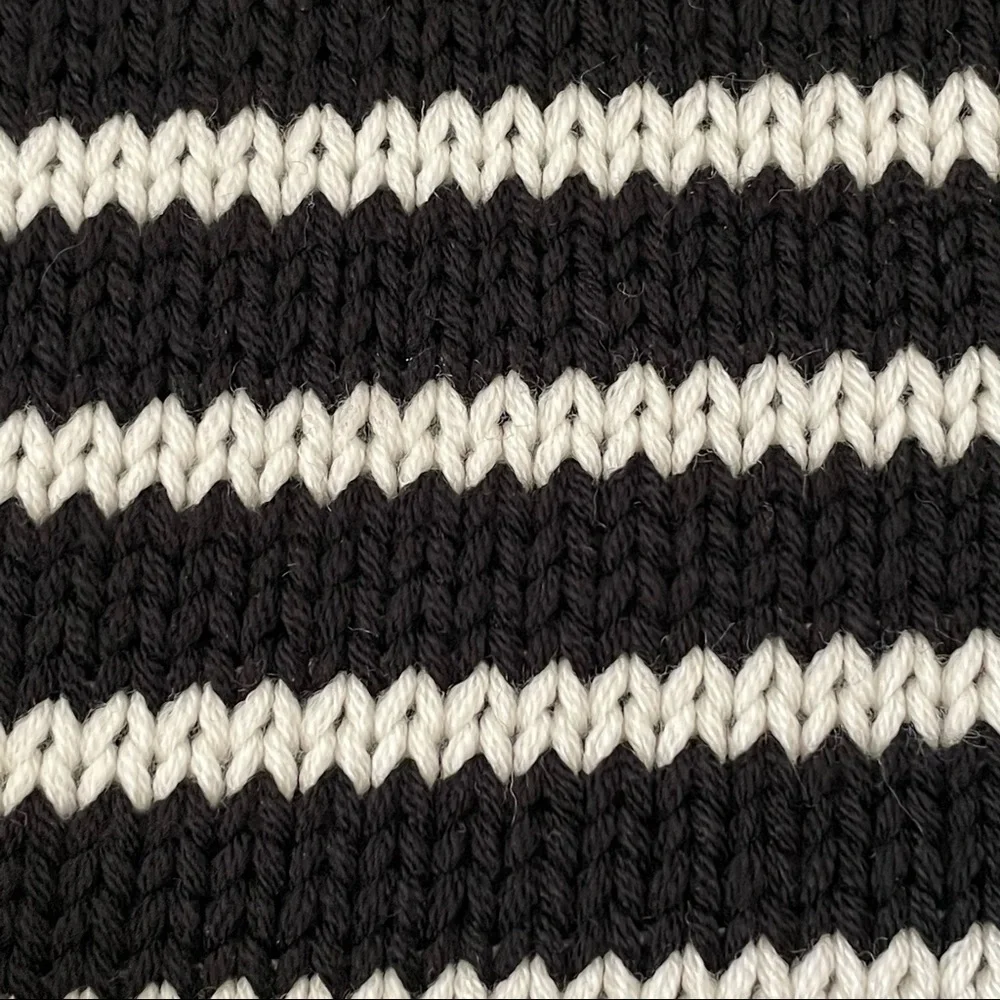 Sundry Wool Blend Relaxed Knit Pullover Sweater Black White Stripe Small